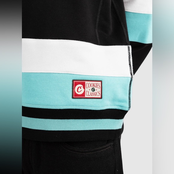 COOKIES "BREAKAWAY" LONG SLEEVE HOCKEY KNIT | Color: Black/Tiffany Blue |NEW/NWT - Picture 5 of 16